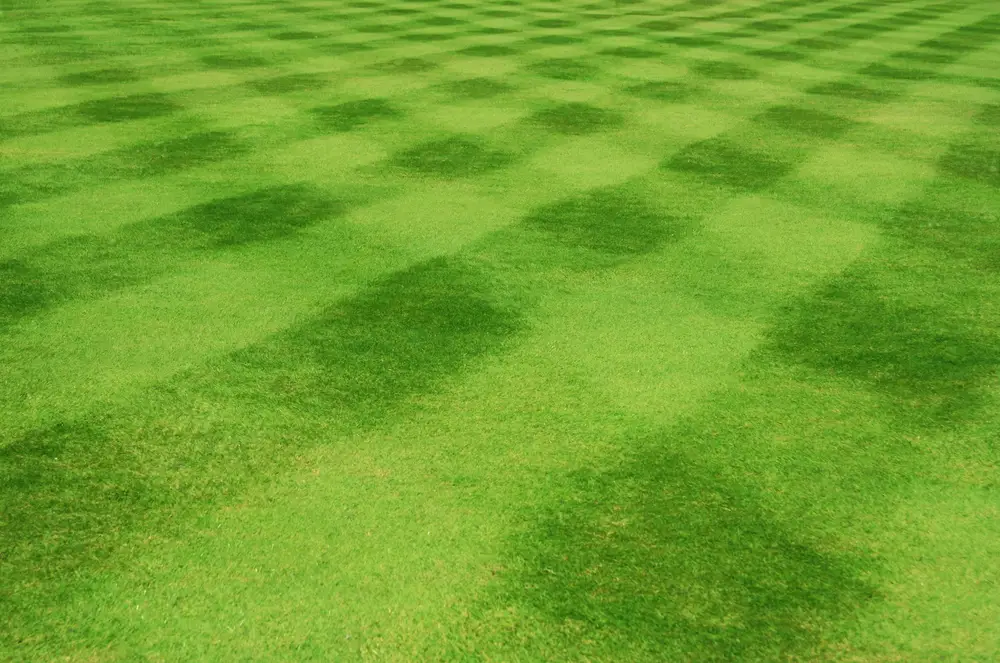 A crossed-diamond mowing pattern.