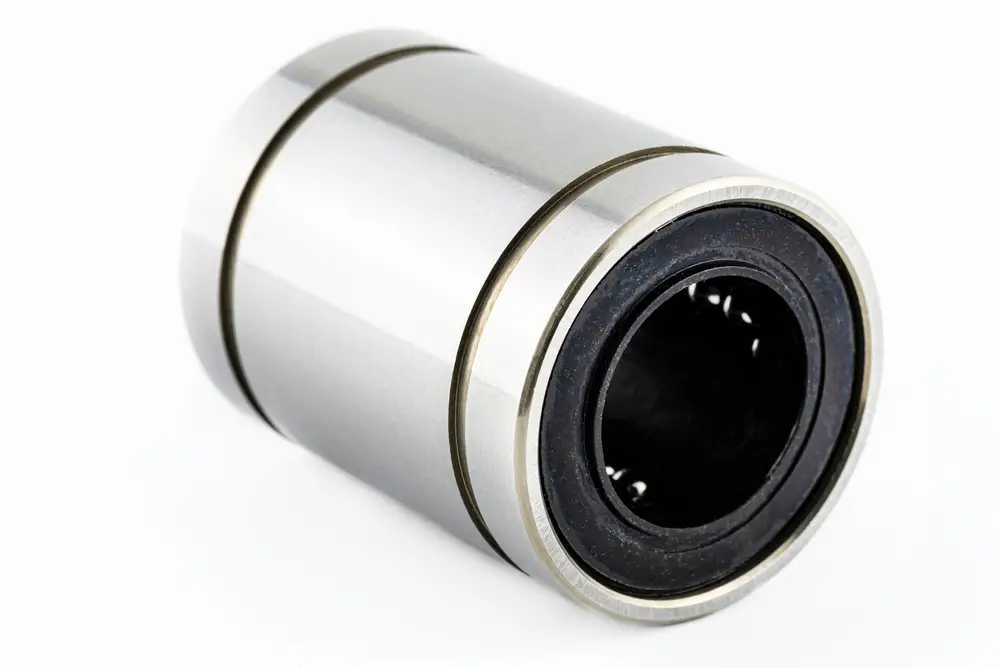 A closeup of a bearing on a white background.